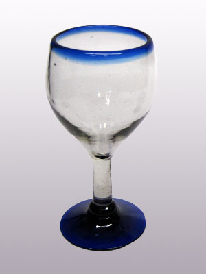 Cobalt Blue Rim Glassware / 'Cobalt Blue Rim' small wine glasses (set of 6) / Small wine glasses with a beautiful cobalt blue rim. Can be used for serving white wine or as an all-purpose wine glass.